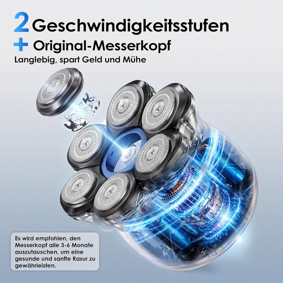 ICARE Glatzen Rasierer Herren – 7D Kopfrasierer Glatze mit Magnetischem Scherkopf – IPX6 Glatzenrasi