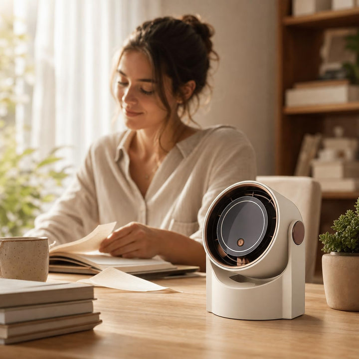Bestlivings Tisch- und Wandventilator Akku Creme 5 Stufen | 1200 mAh, LED Display, 22 dB leise, USB-