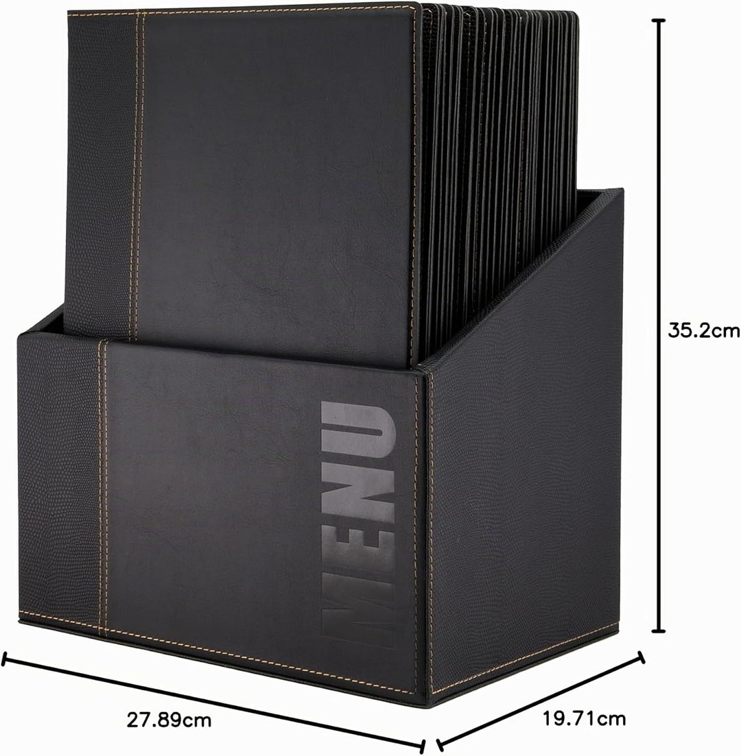 Securit Trendy Range Menükartenbox mit 20 Karten im A4-Format, je 1 doppelseitiger Einleger, Schwarz