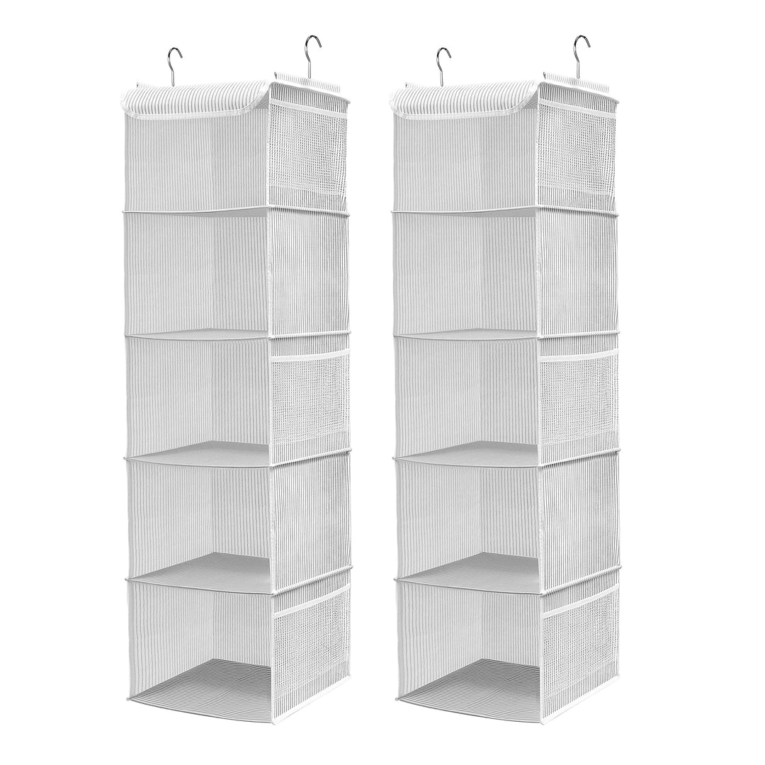 BrilliantJo 2er Set Hängeregal Kleiderschrank Organizer Stoff, 5 Fächer hochwertige Hängeaufbewahrun