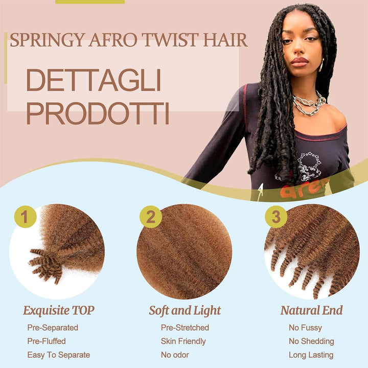LPARMJIT Springy Afro Kinky Twist Crochet Haar Vorgetrennte Kinky Marley Twists Flechten Haar Faux L