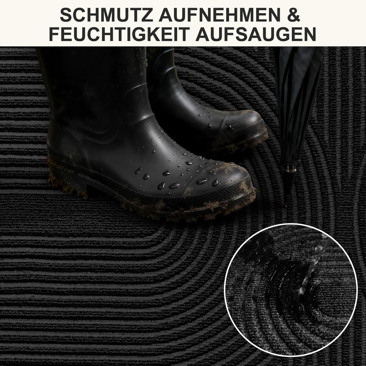 Fussmatte Innen Aussen 60x90cm, rutschfeste Schmutzfangmatte mit Saugkraft, Fussmatte Waschbar Langl