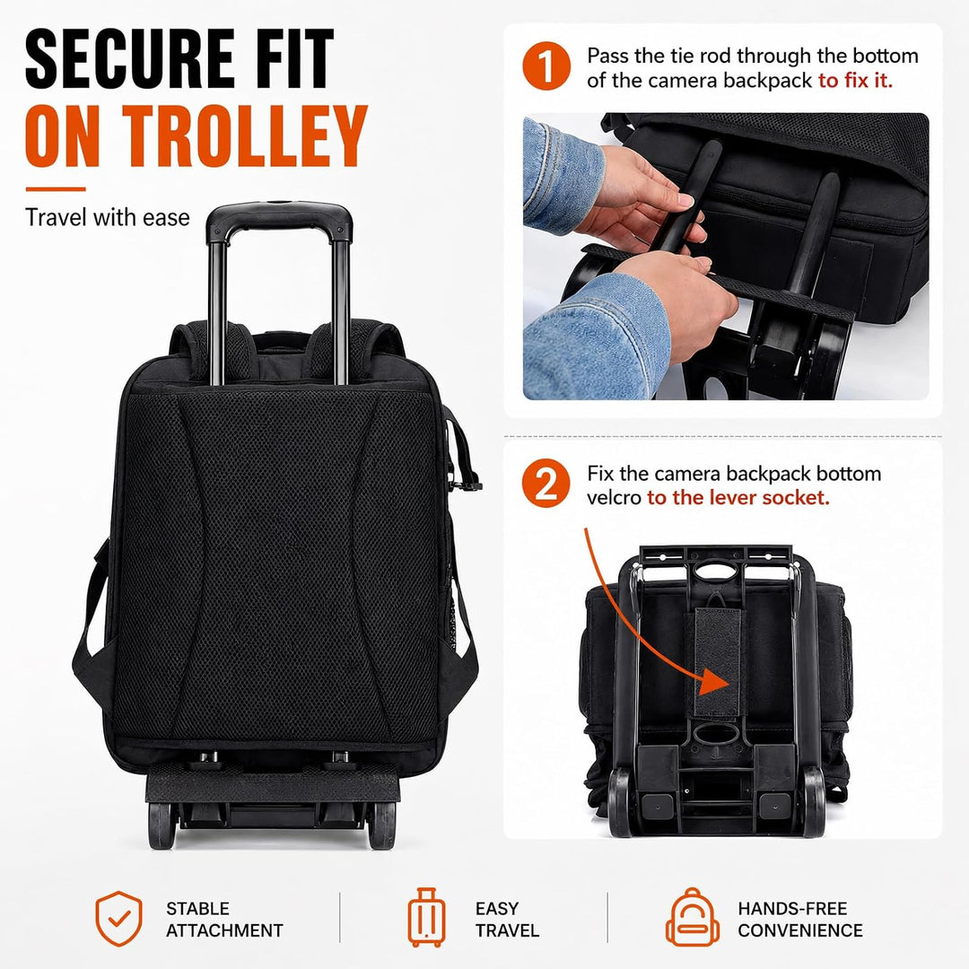 CADeN Professional Trolley Large Camera Backpack Bag for DSLR/SLR Mirrorless Camera Waterproof, Came