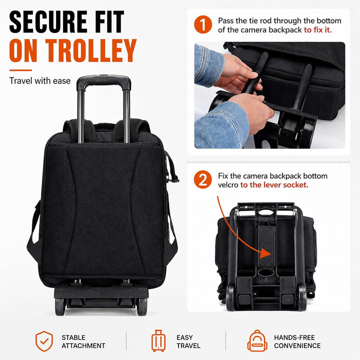 CADeN Professional Trolley Large Camera Backpack Bag for DSLR/SLR Mirrorless Camera Waterproof, Came