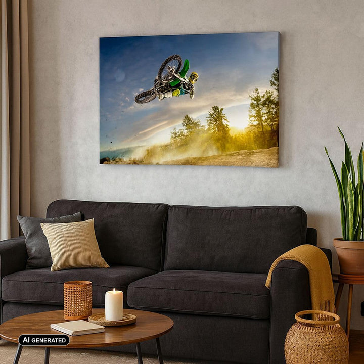 Bilder auf Leinwand 100x70cm Leinwandbild Motorrad Extrem Spass Wettbewerbe Gross Wanddeko Bild Schl