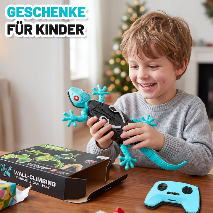 Skeufy Gecko Wandflitzer, Gecko Ferngesteuert mit 360° Drehung &amp; LED-Augen, Wiederaufladbares Gecko
