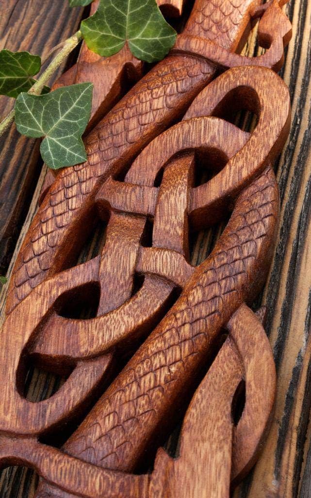 Windalf Celtic Wandbild Holzornament KELTISCHE Drachen 57 cm Keltischer Knoten Drachen Waldrelief Ha