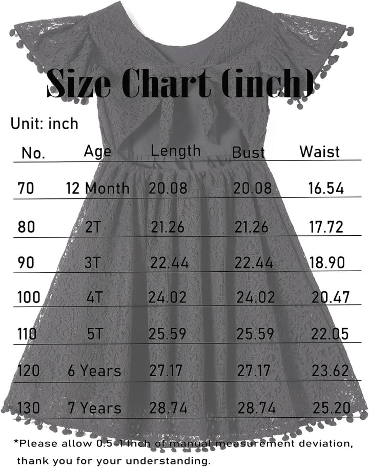 Mädchen Elegante Prinzessin Spitzenkleid Kleinkind Vintage Pom Pom Flatterärmel Party Kleider, Flieg