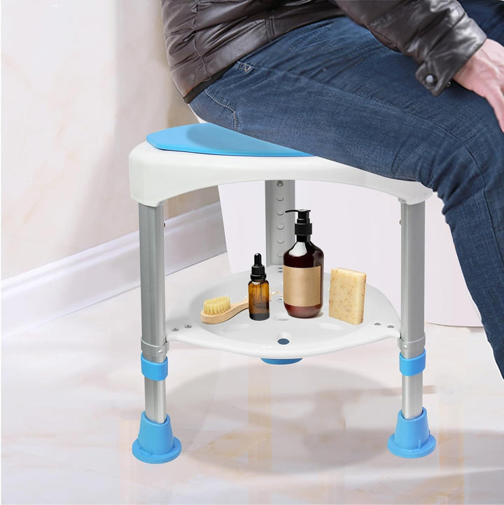 Aufun Duschhocker Duschstuhl 360°Drehbar Badehocker und 45-57cm Höhenverstellbar, Alu und Kunststoff