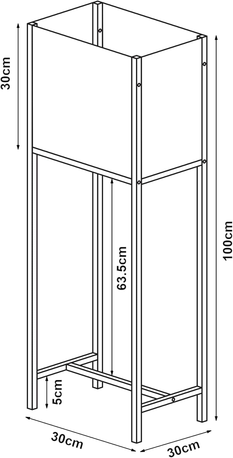 [en.casa] Blumenständer Porsgrunn Pflanzenständer mit Blumenkasten 100 x 30 x 30 cm Metall Schwarz B