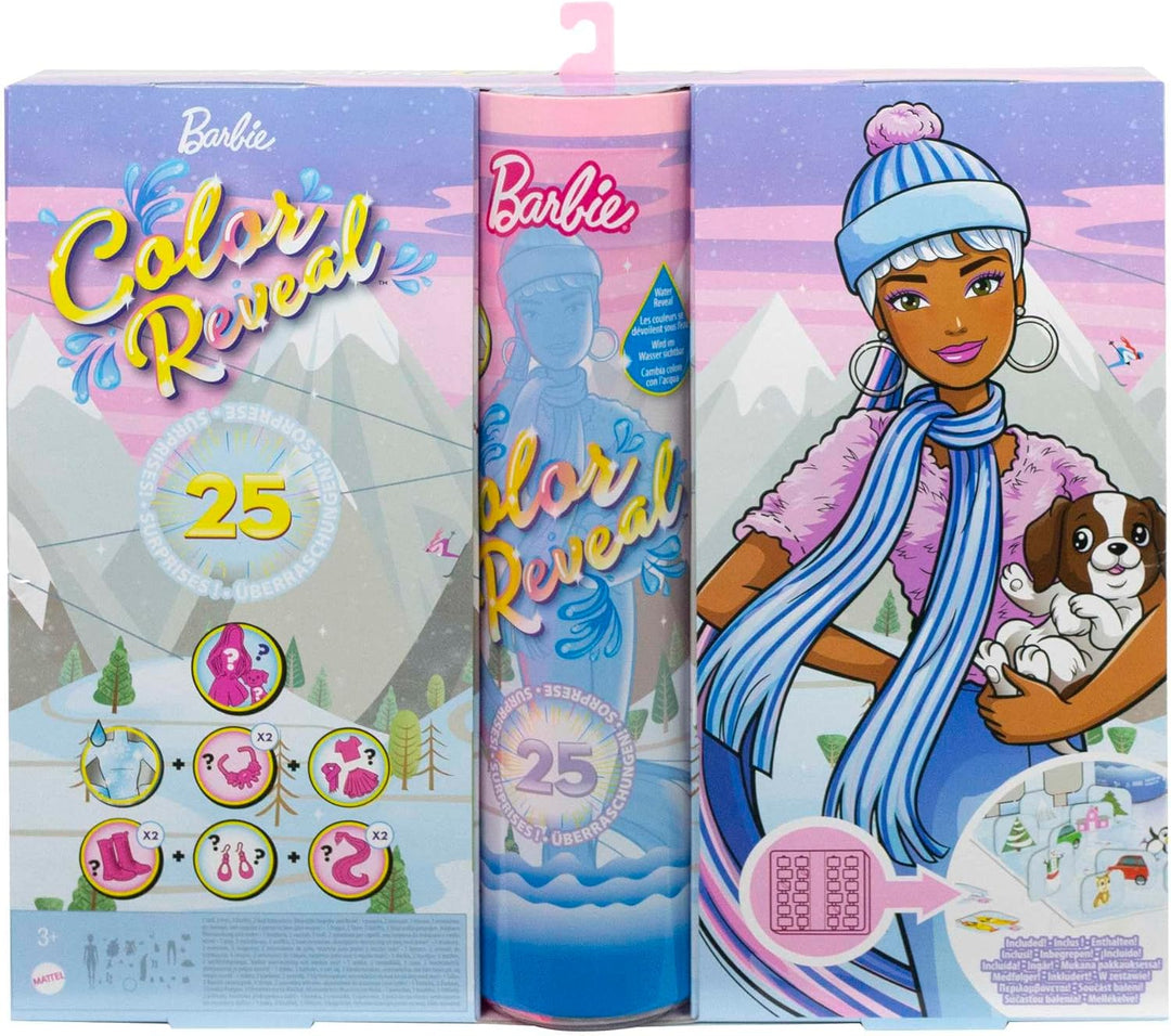 Barbie Farbe Reveal Adventskalender, 25 Überraschungen enthalten Farbe Reveal Barbie-Puppe, 1 Farbe