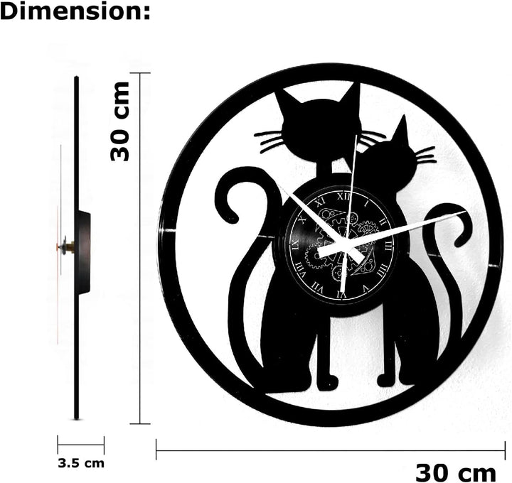 Instant Karma Clocks Vinyl Wanduhr Katzenmotiv und Tiermotiven Haustiere, Katzen, Geschenkidee Handg
