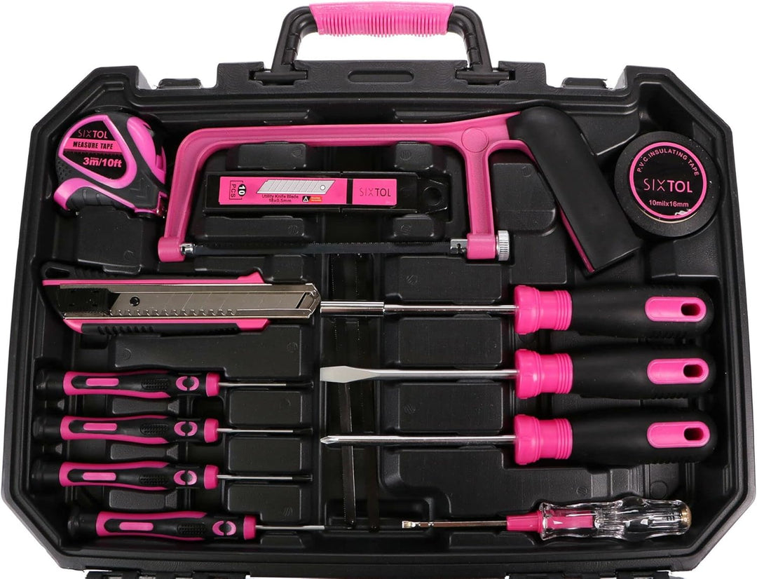 SIXTOL Home PINK 128 Werkzeugset im Koffer | Für den Heimgebrauch | Werkzeug-Koffer | Schrauber-Bits