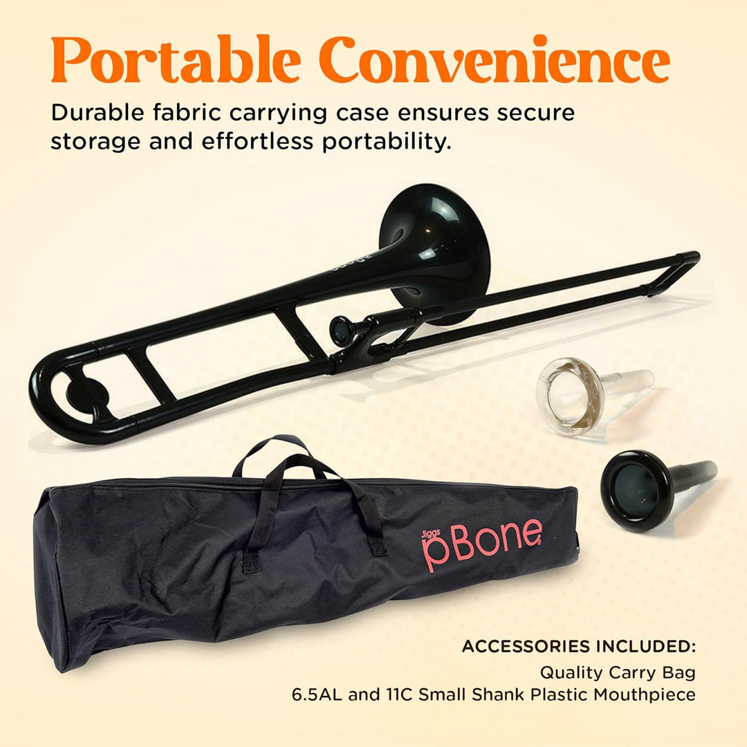pBone Kunststoff Posaune schwarz mit Tasche und Mundstück Schwarz Posaune, Schwarz Posaune