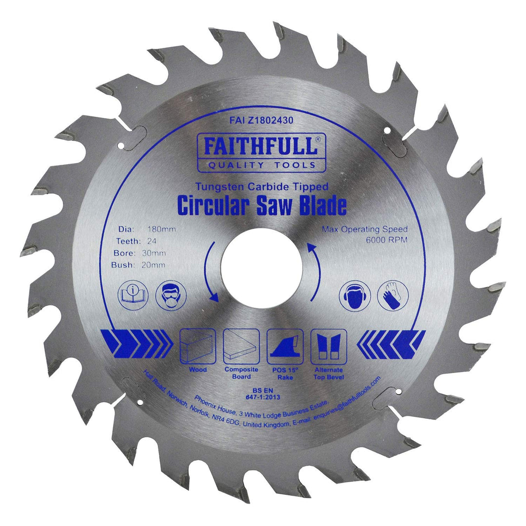 Faithfull - Kreissägeblatt HM 180 x 30 x 24 Tooth - FAIZ1802430