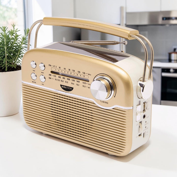 3 PAGEN® tragbares Solar-Radio Retrodesign – Solar- & Akkubetrieb – vielseitige Wiedergabeoptionen –