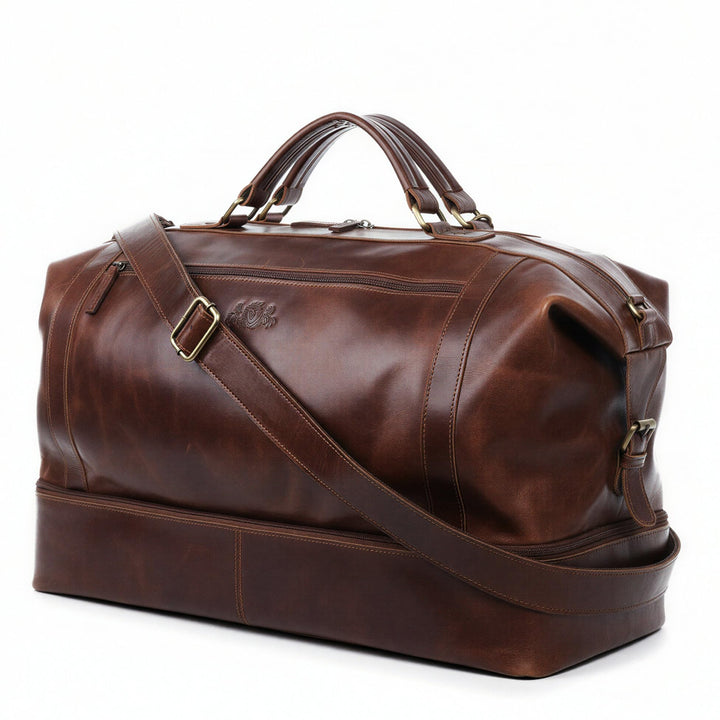 SID & VAIN Reisetasche mit separatem Schuh-Fach Kingston aus Premium Leder I Sporttasche XL gross fü