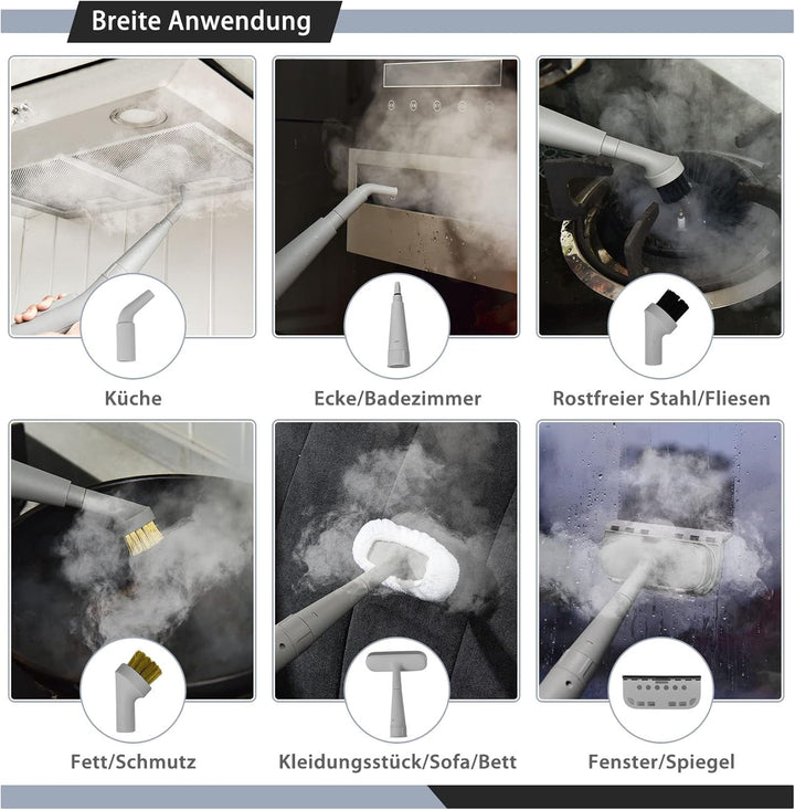 COSTWAY Dampfreiniger Handgerät | 1000W & 300 ml Wasserkapazität & 10 Zubehörsätze | Steamshot Steam