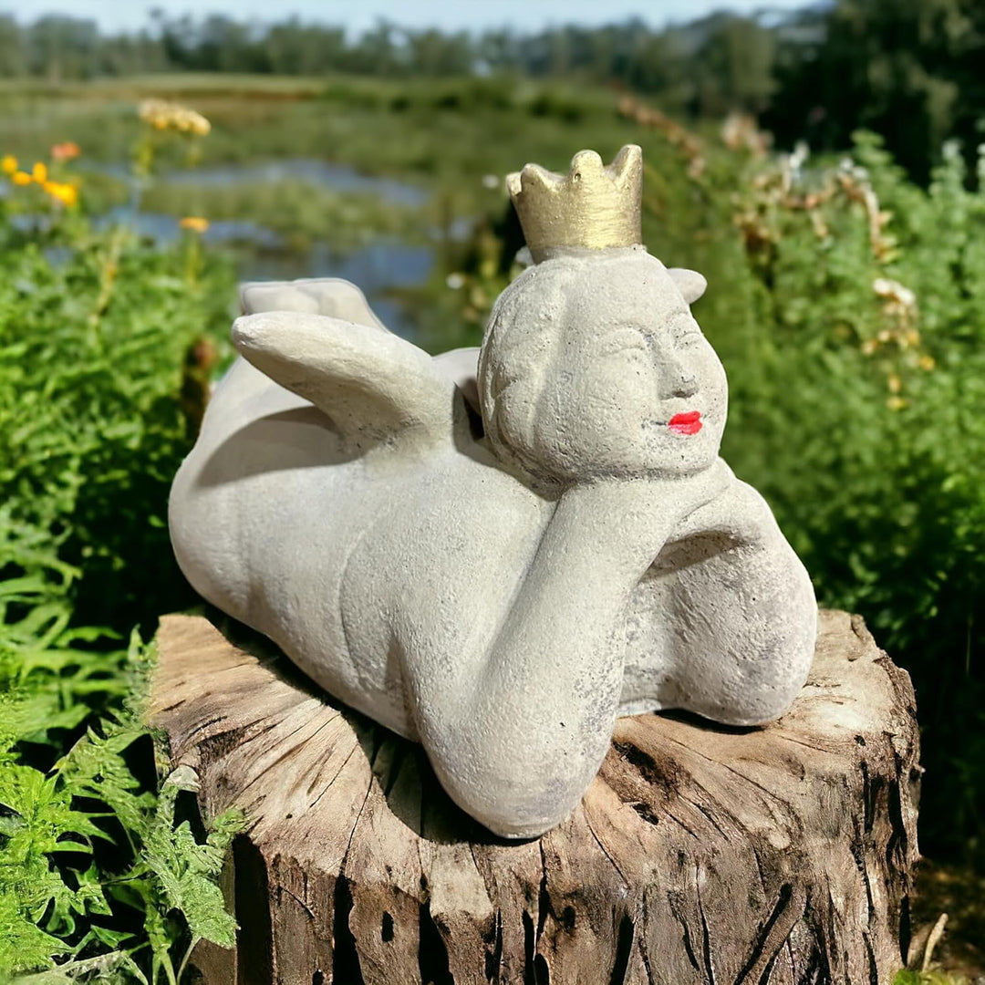 OriginalPaul Skulp & Betondesign Dicke Prinzessin mit Krone - Massiver Steinguss, Handgefertigt in D