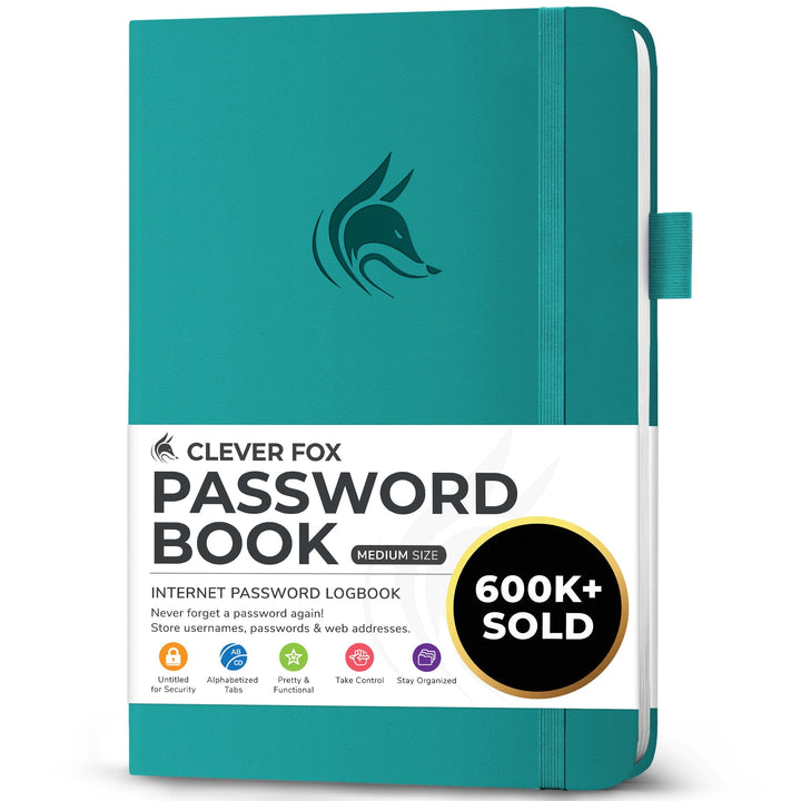 Clever Fox Passwortbuch mit Registerkarten - Adress- und Passwort-Organisationsbuch mit alphabetisch
