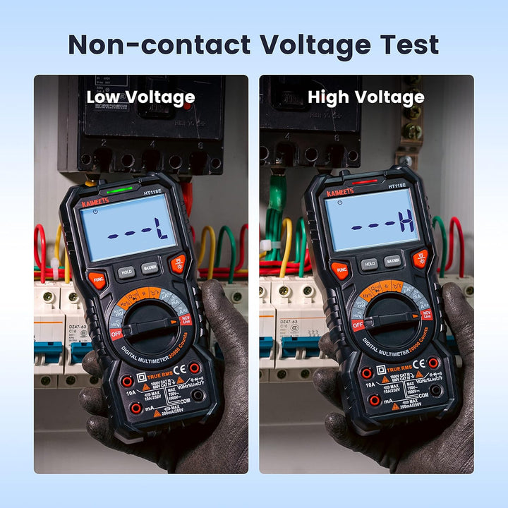 KAIWEETS Digital Multimeter mit LED-Buchsen, HT118E Strommessgerät, True RMS Auto-Range 20000 Zähler