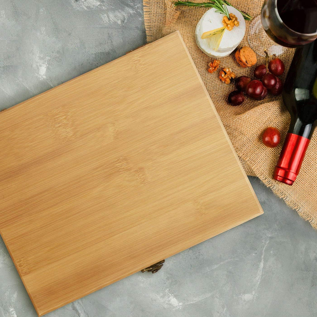 Maverton Weinöffner-Set Weinset Sommelier Set - Geschenkbox Holzbox + 8er Weinzubehörset - aus Bambu