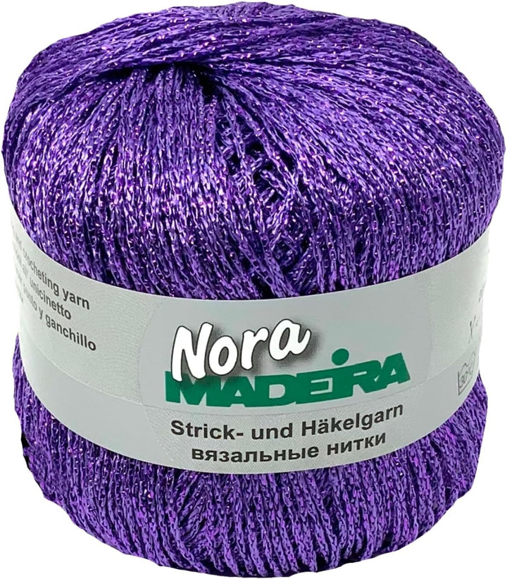Häkelgarn Glitzergarn Strickgarn metallisiertes Haekelgarn Madeira Nora 5x25g Farbe 311 lila, 311 li