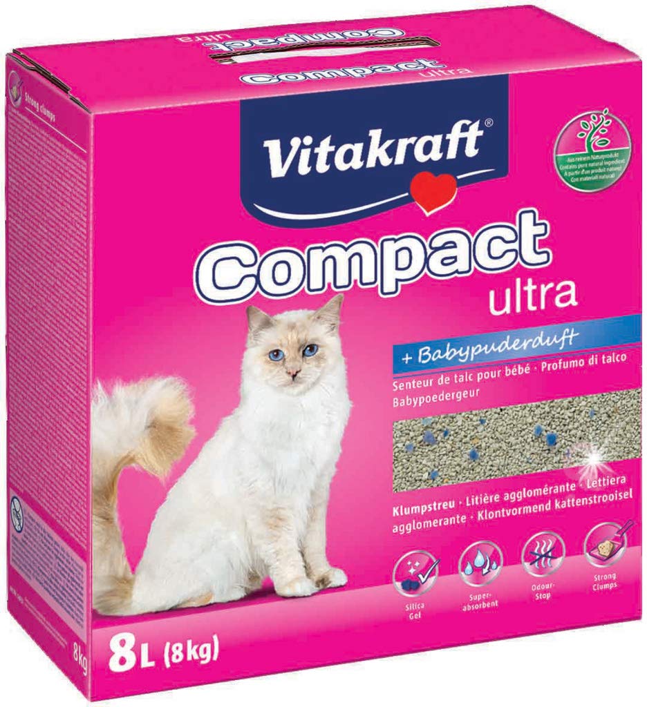 Vitakraft Katzenstreu Compact ultra plus, 1x 8kg 8 kg (1er Pack), 8 kg (1er Pack)