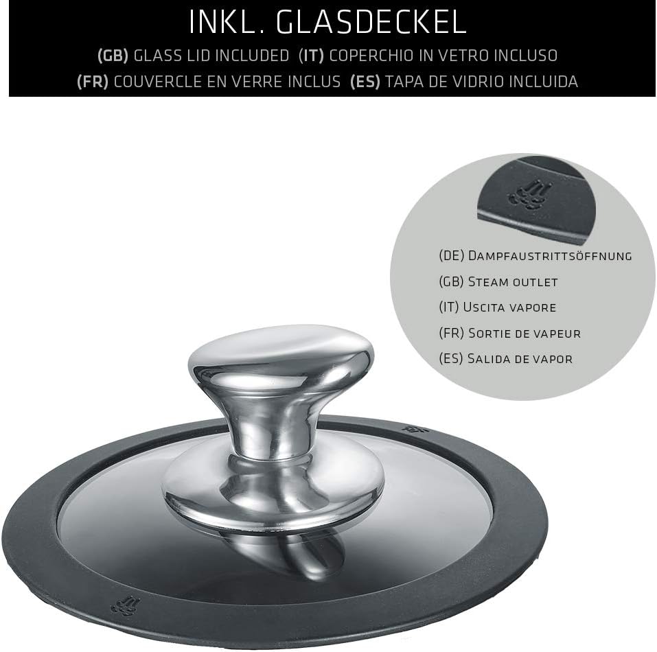 Berndes Topf Vienna 16 cm, allherdtauglich, Stieltopf mit 3-lagiger Antihaftversiegelung, Glasdeckel