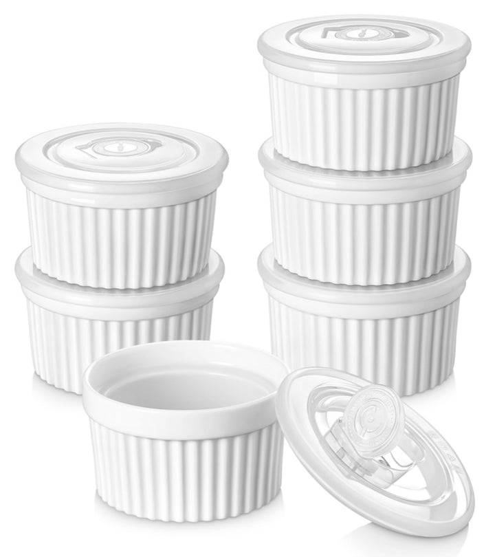 vancasso RAMEKINS 200ml Soufflé Förmchen Set von 6, Ø9,5cm Creme Brulee Schälchen Backofen sicher, P