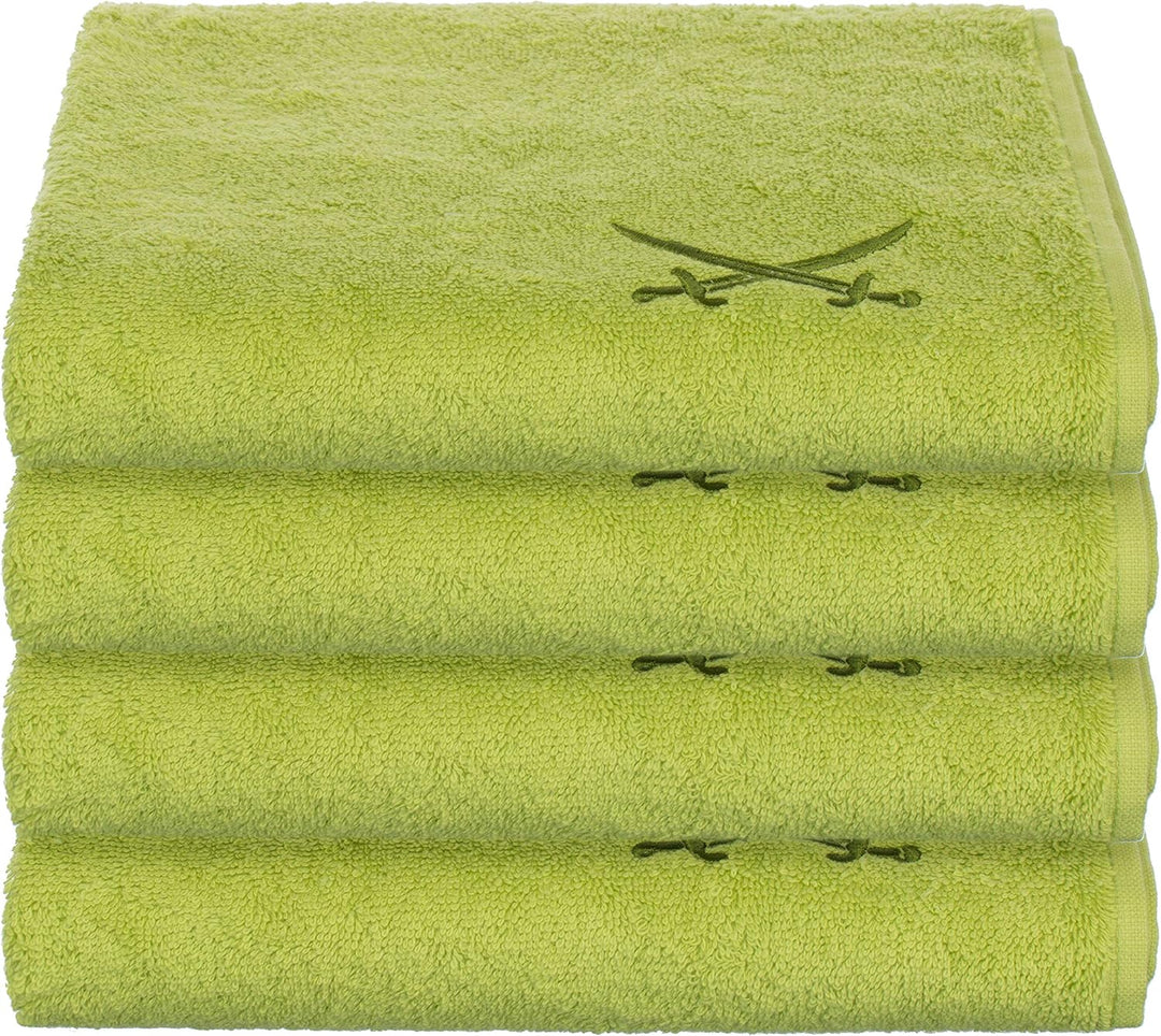 Sansibar Handtuch 4er Set 50x100 cm 100% Baumwolle mit gesticktem Säbel Logo Badtuch Grün 4er Set Gr