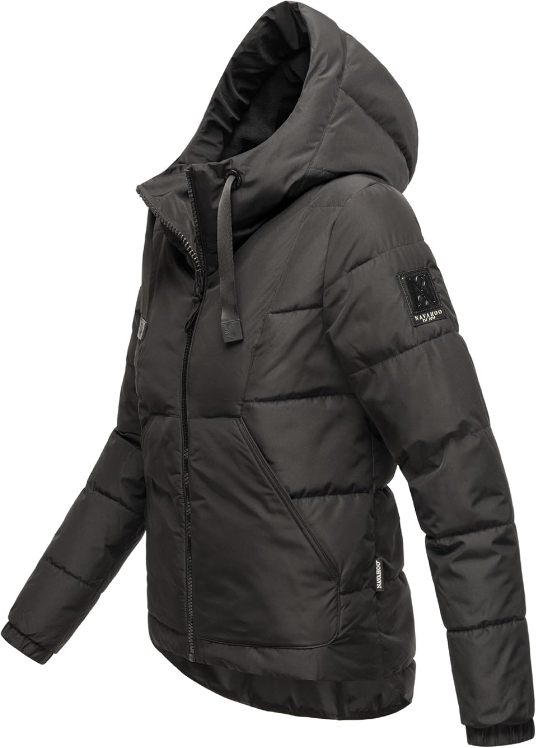 Navahoo Damen Winterjacke Steppjacke warm mit Kapuze Eisbällchen XS-XXL S Schwarz, S Schwarz