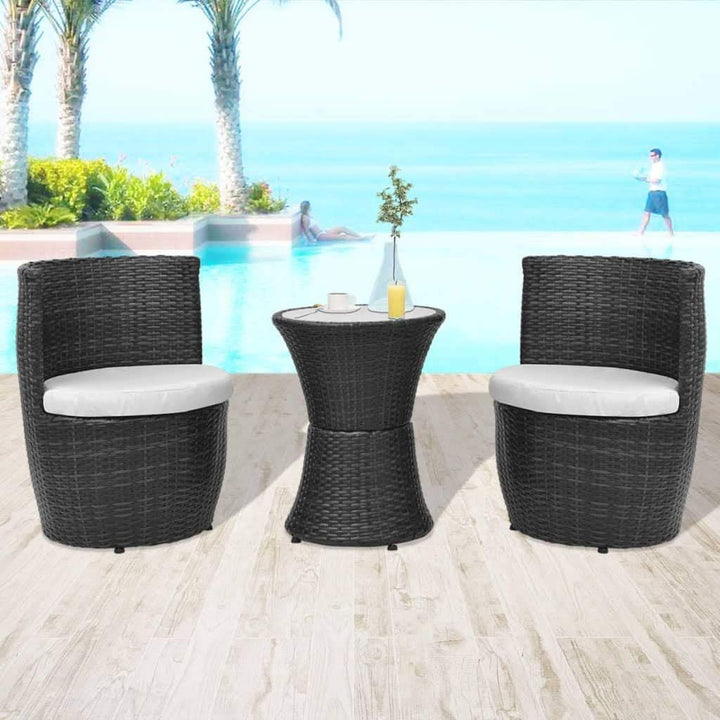 vidaXL Gartenmöbel 5-TLG. Poly Rattan Bistroset Sitzgruppe Garnitur Balkonset Schwarz, Schwarz