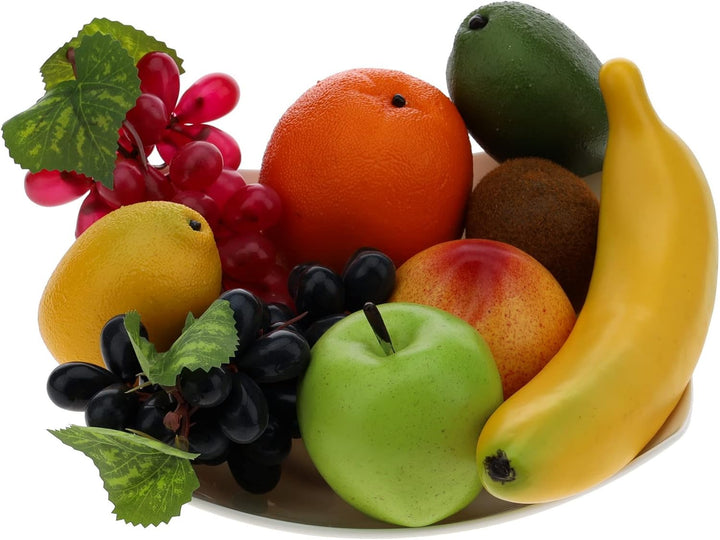 Gresorth Künstliche Früchte Fälschen Apfel Banane Orange Zitrone Pfirsich Traube Kiwi Dekoration - 9