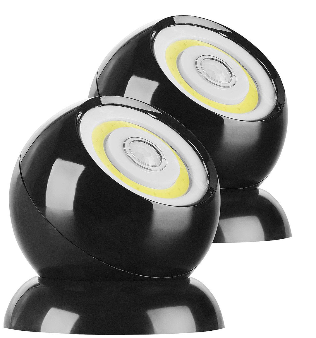 Lunartec LED Strahler Akku: 2er-Set ultrahelle COB-LED-Akku-Leuchten, PIR Sensor, 200 lm, schwarz (d