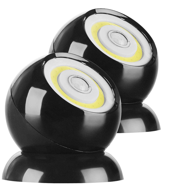 Lunartec LED Strahler Akku: 2er-Set ultrahelle COB-LED-Akku-Leuchten, PIR Sensor, 200 lm, schwarz (d