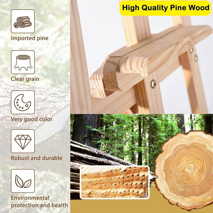 Künstler Staffelei aus Holz Gross 150cm, Leinwände bis 116cm, Verstellbare Leinwand Ständer, Holzsta