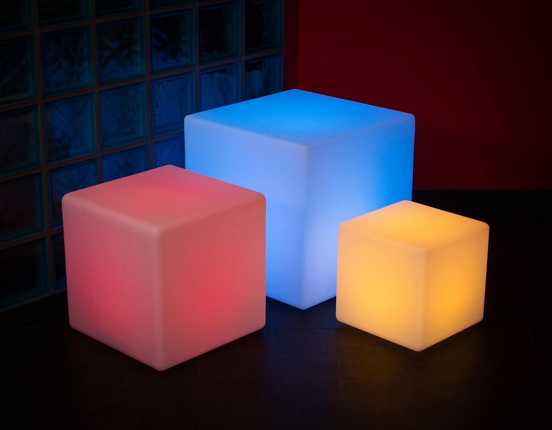 LED-Highlights Led Würfel 50x50 cm Leuchtwürfel Outdoor Aufladbar mit Akku und Fernbedienung RGB Far