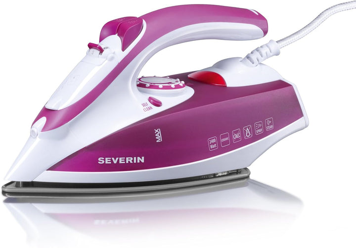 SEVERIN S73243 Dampfbügeleisen mit Keramiksohle, ca. 2.4 W, BA 3243, Weiss/Violett