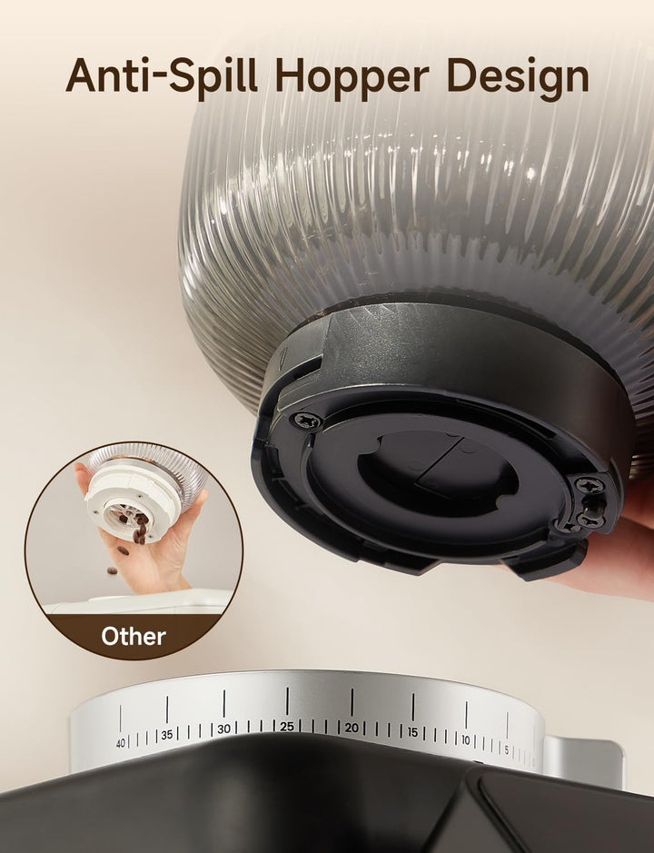 Neretva Kaffeemühle Elektrisch mit Abnehmbarem Halter für Siebträger und Behälter, Silber