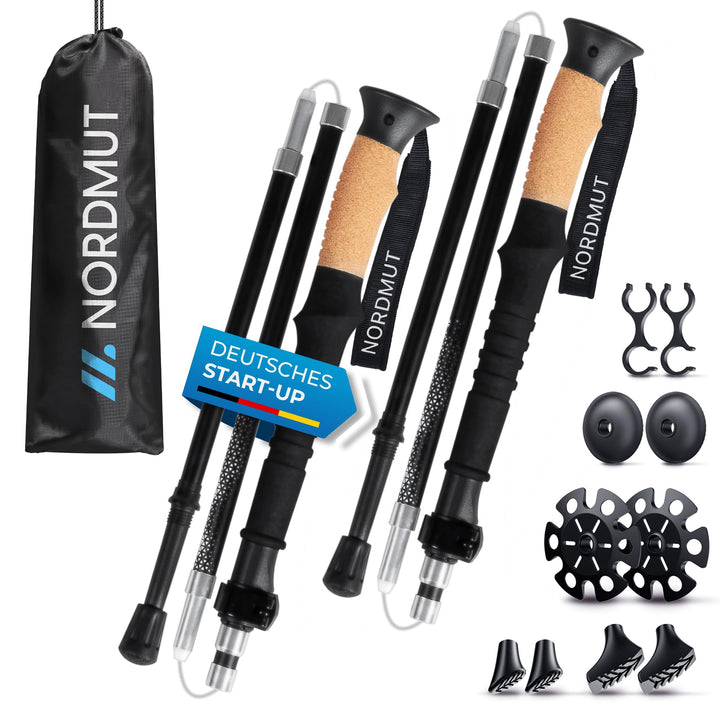 NORDMUT® Wanderstöcke faltbar aus ultraleichten Aluminium oder Carbon - ab 1,50m oder 1,65m - stabil