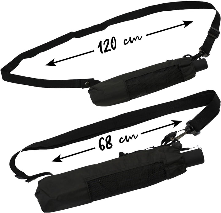 iX-brella Trekking XL Taschenschirm 115 cm gross mit Umhängetasche black, black