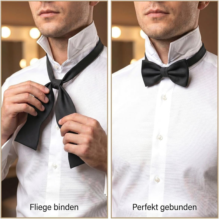TigerTie Herren Selbstbinder Satin Fliege + Aufbewahrungsbox Anthrazit Grau Dunkelgrau, Anthrazit Gr
