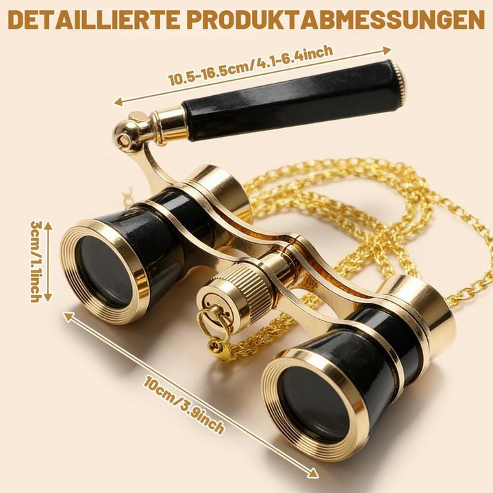 Opernglas 3x25, Faltbares Theaterglas mit Griff und Verstellbarer Kette, Metallkörper, Optiklinse, T