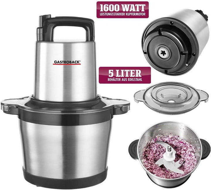 GASTROBACK #40966 Design Multizerkleinerer Professional 5 L, Silber, Schwarz