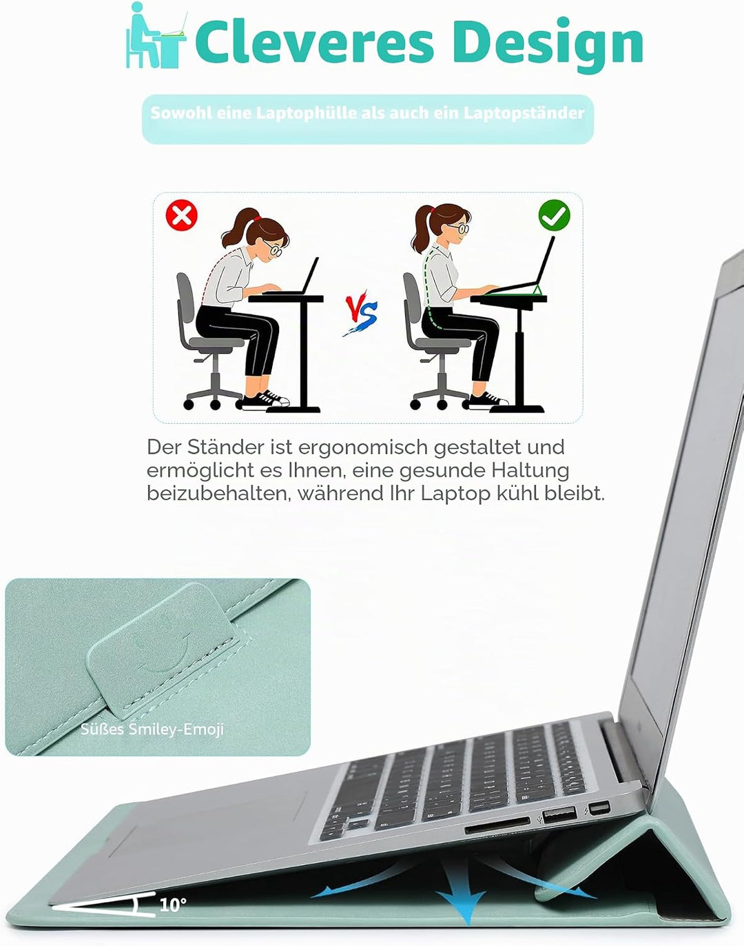 HYZUO 13,3-14 Zoll Laptop Hülle Tasche mit Standfunktion für MacBook Pro 14 M5/M4/M3/M2/M1 2026-2021