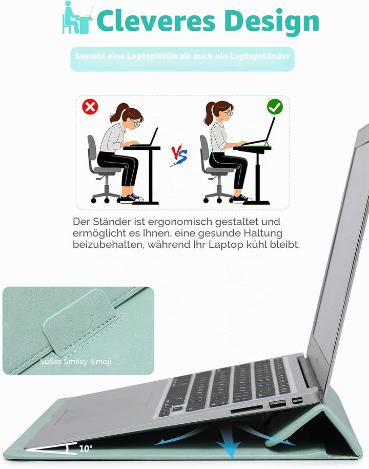 HYZUO 13,3-14 Zoll Laptop Hülle Tasche mit Standfunktion für MacBook Pro 14 M5/M4/M3/M2/M1 2026-2021