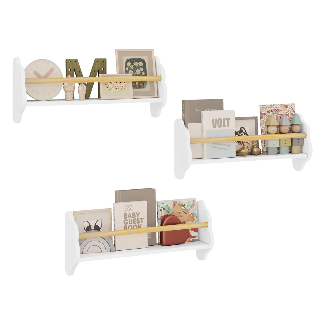 WOLTU Bücherregal Kinder Wand 3er Set, Wandregal Kinderzimmer, Kinderregal für Buchaufbewahrung, aus