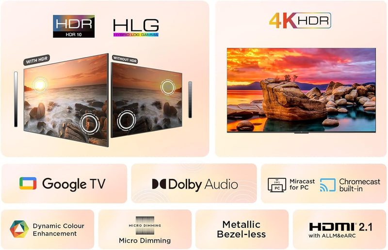 TCL 55V6B 55 Zoll, 4K Ultra HD, HDR TV, Smart TV unterstützt von Google TV (Dolby Audio, Motion Clar