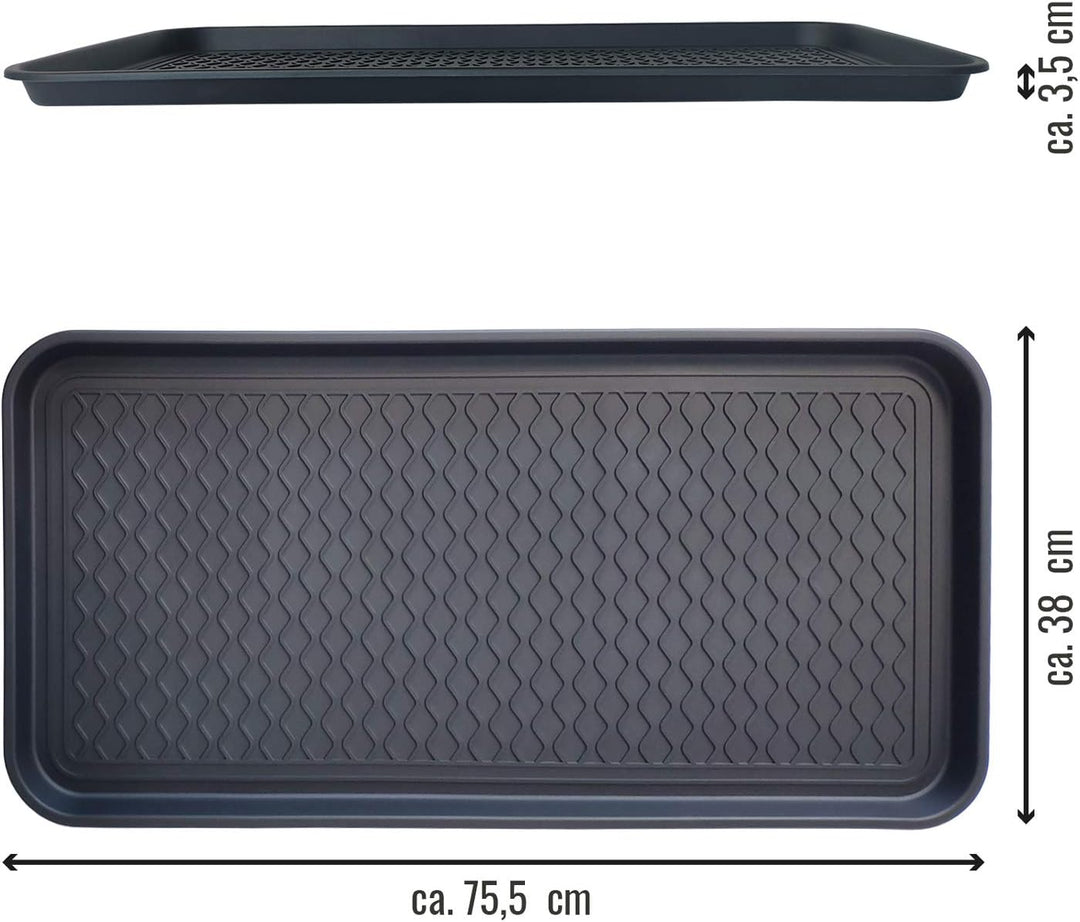2 Stück XL Schuhabtropfschale gross Schuhtablett - Schuhablage 76x38x3cm mit erhöhtem Rand - Abtropf